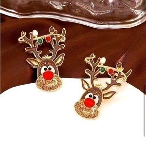 Rudolph the Red Nosed Reindeer Style Christmas Earrings